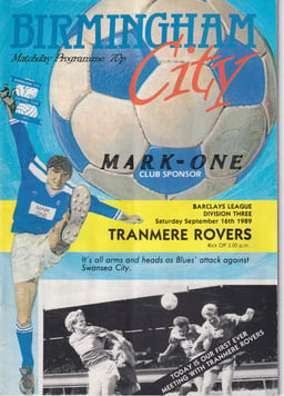 Birmingham City v Tranmere Rovers Match Programme 1989-09-16